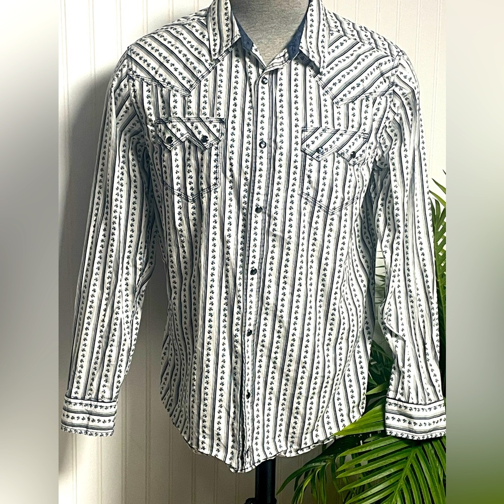 Moon Shine Spirit Brad Paisley Western Blue Pearl Snap Shirt Mens XL